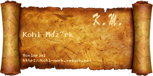Kohl Márk névjegykártya